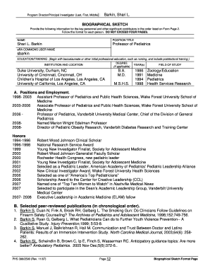 Biographical Sketch Fillable  Form