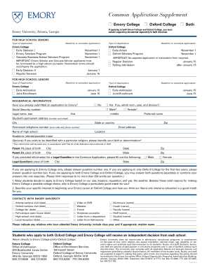 Emory University Application  Form