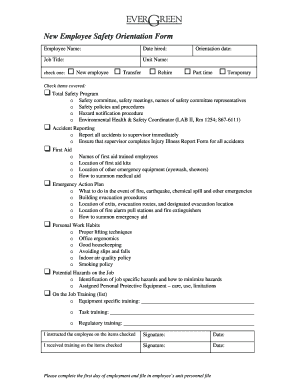 Safety Orientation Form