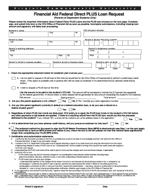 Parent Plus Loan Vcu  Form