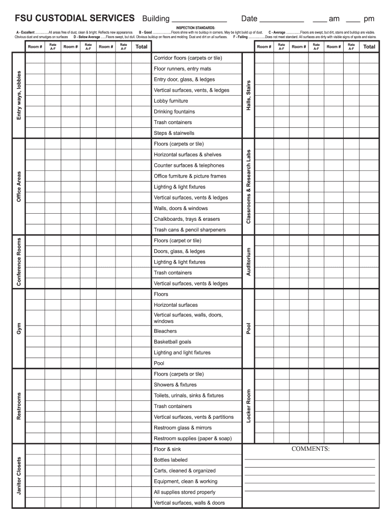 Commercial Cleaning Free Printable Janitorial Checklist Template