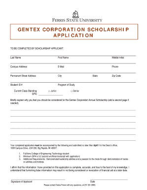 Gentex Scholarship  Form