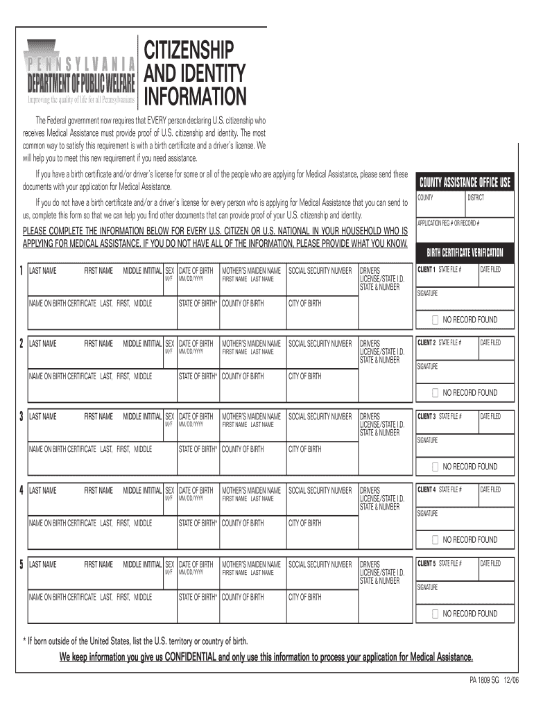  What is Pa 1809 Form 2008