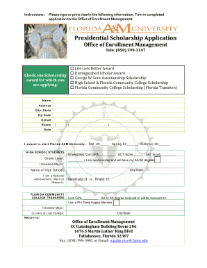 Presidential Scholarship Famu Form