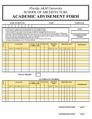 School of Architecture Advisement Form Florida A&amp;M University Famu