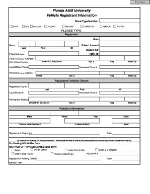 Florida Vehicle Registration Template  Form