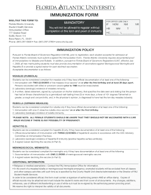 Fau Immunization Form