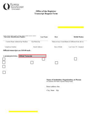 Fgcu Transcript Request Form