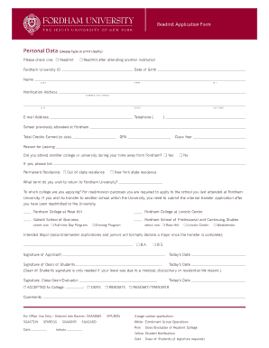 Application Fordham Form