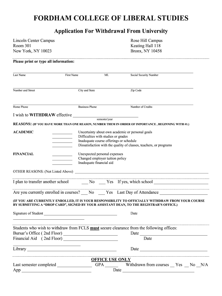How to Withdraw Fordham Application  Form