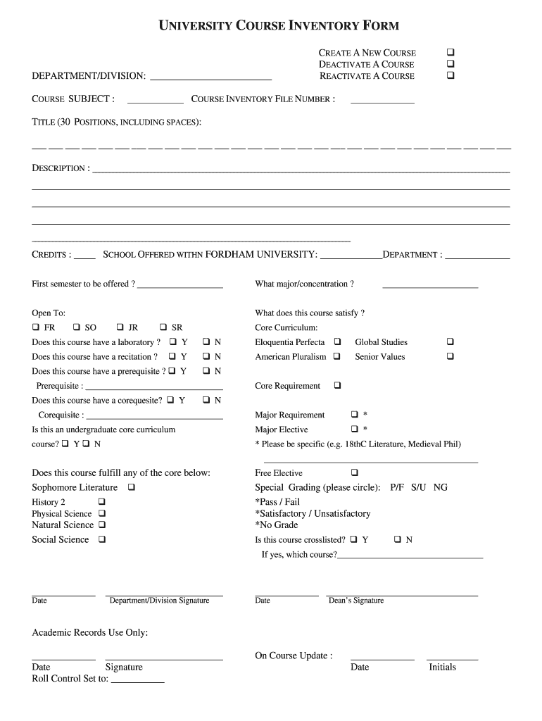 Fordham New Course Inventory Form Typable