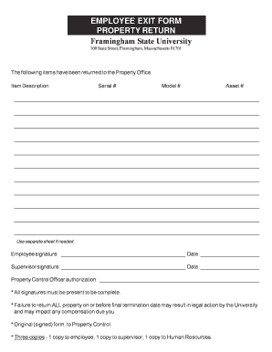 Property Return Form