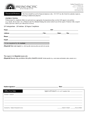 Financial Petition Form Fresno Pacific University Fresno