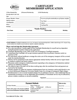 Get and Sign Avera Careflight Membership 2002-2022 Form