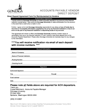 Ach Authorization Form