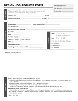 DESIGN JOB REQUEST FORM Gordon