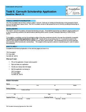 The Todd E Carrouth Scholarship Tec Form