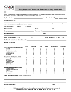 Grace College Employment Form