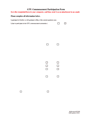 GTU Commencement Participation Form Gtu