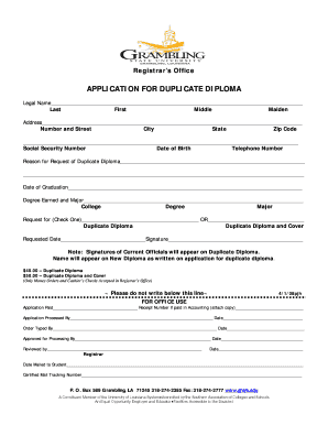 Get and Sign How Obtain Duplicate Copy of Degree from Grambling University Form