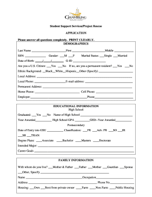 Grambling Application  Form