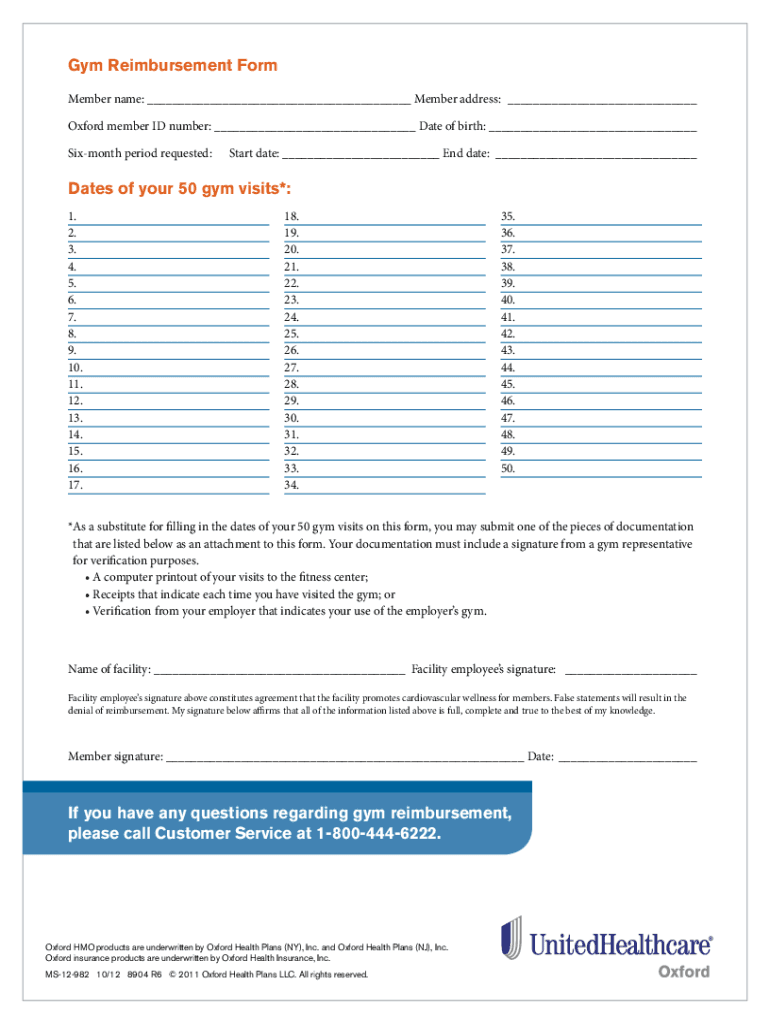 Oxford Gym Reimbursement  Form