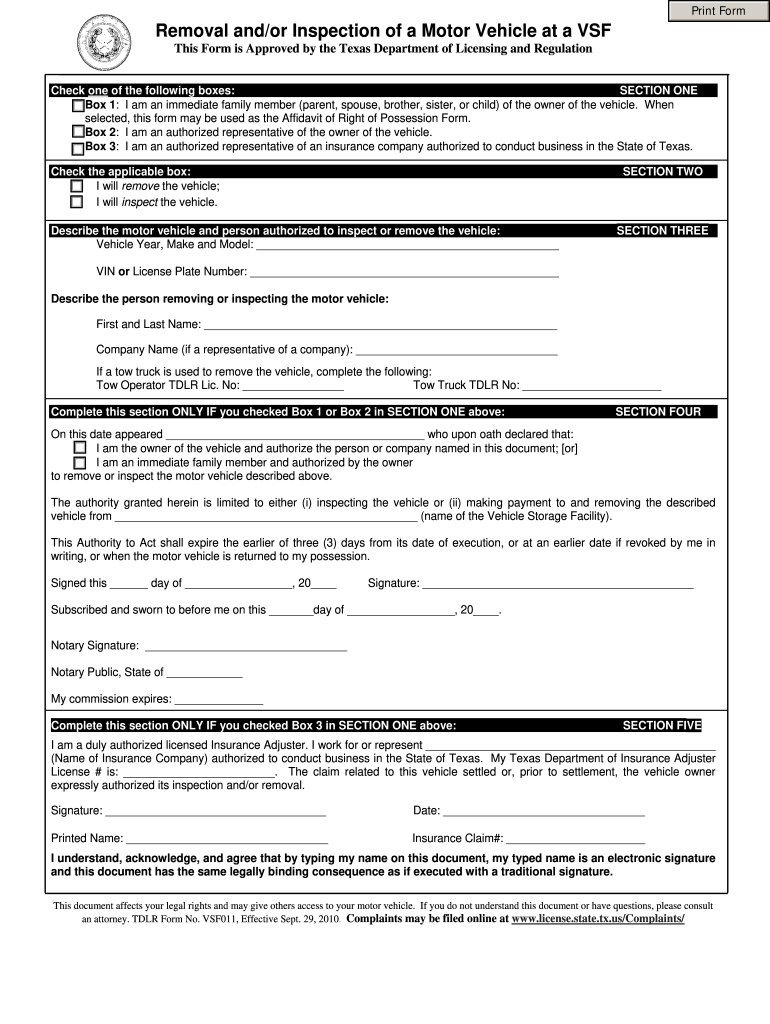 Vsf011 Form Fill Out And Sign Printable PDF Template SignNow