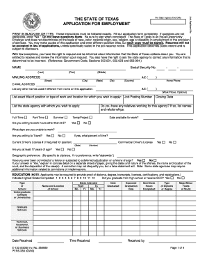 Form E 133state of Texas Application