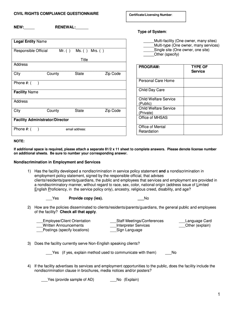  Civil Rights Compliance Questionnaire Pa 2008-2024