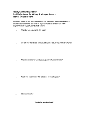 Retreat Evaluation Form