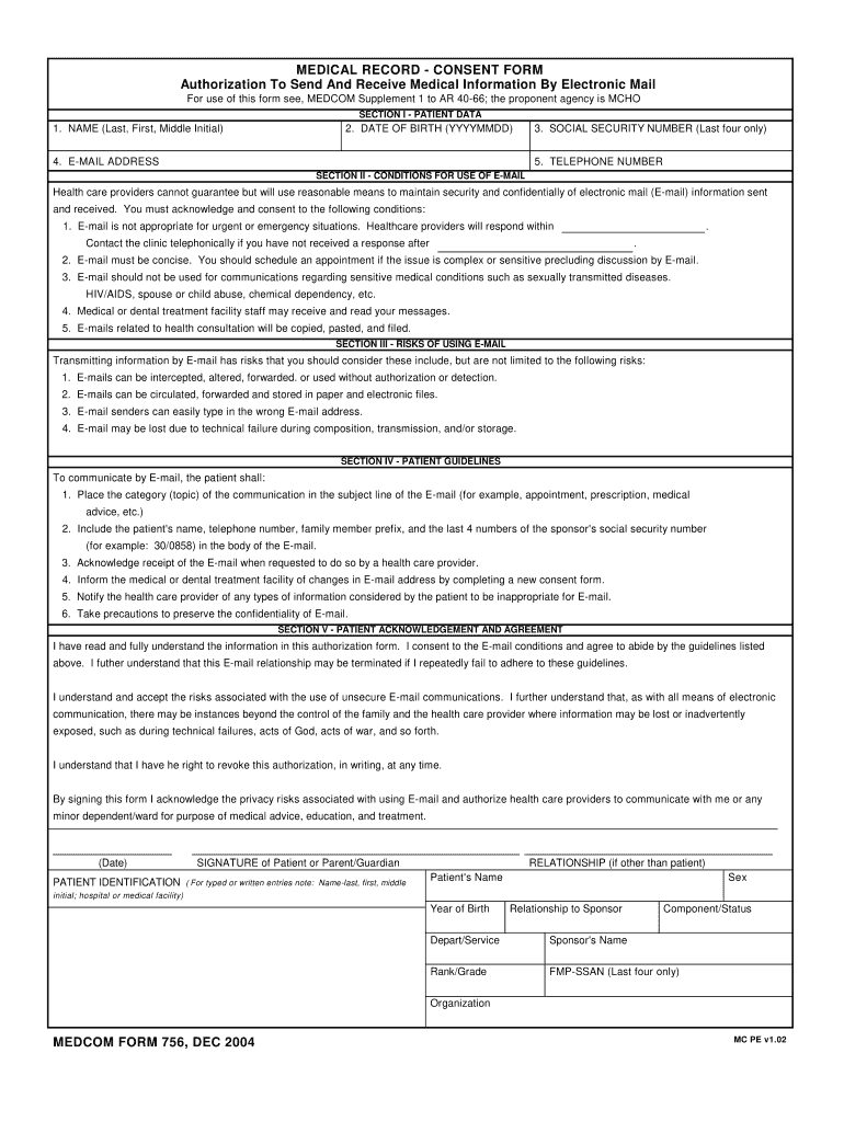  Medcom Form 756 2004-2024