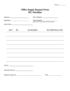 Printable Office Supply Request Form