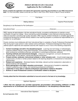  Re Certification Application Form Indian River State College Irsc 2014-2024