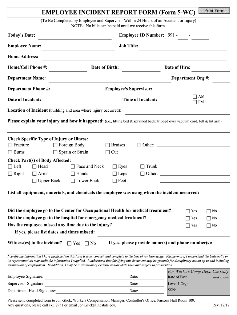 Wc Incident Report Form