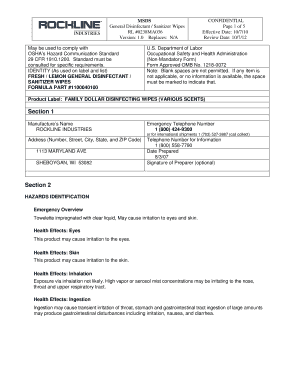 Rockline Industries Sds Sheets  Form