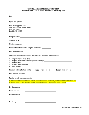  Discontinue Orthodontic Treatment Letter 2009-2024