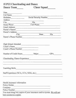 Iupui Dance Team  Form