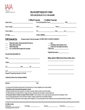 Iaia Transcript Request Form