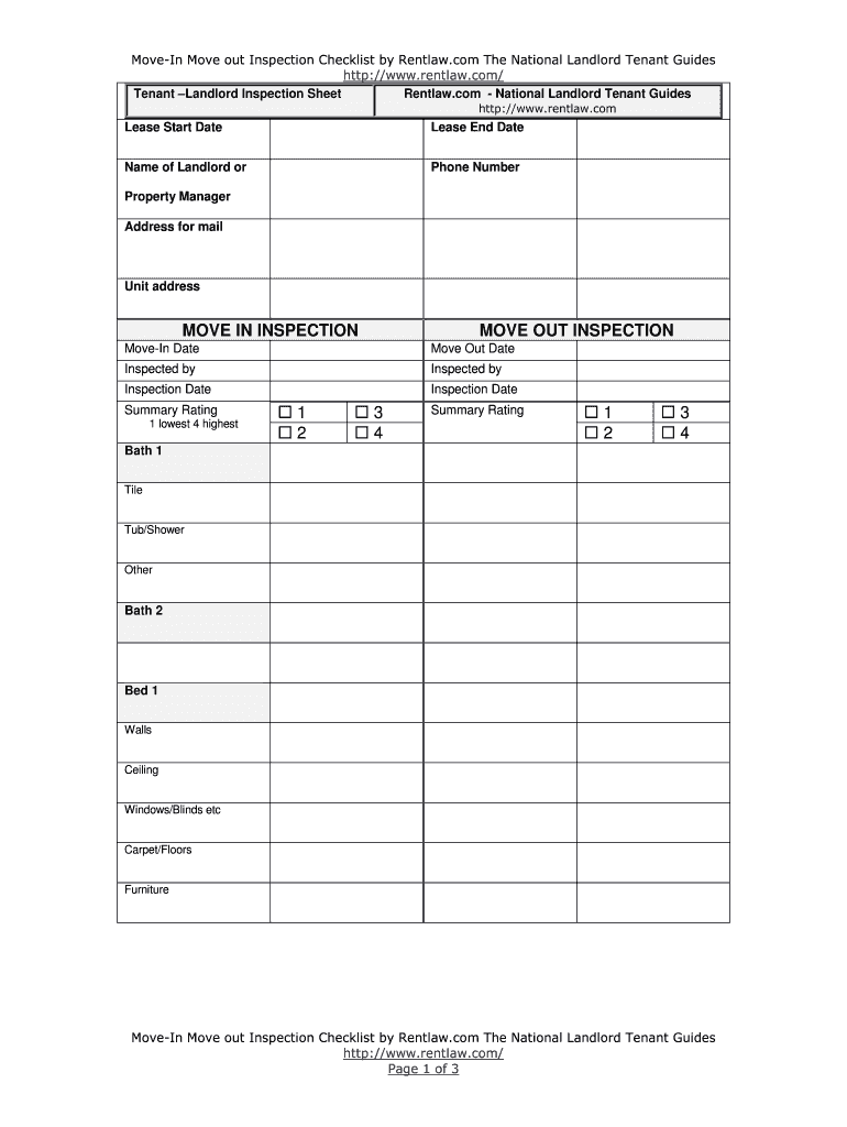 Apartment Inspection Checklist  Form