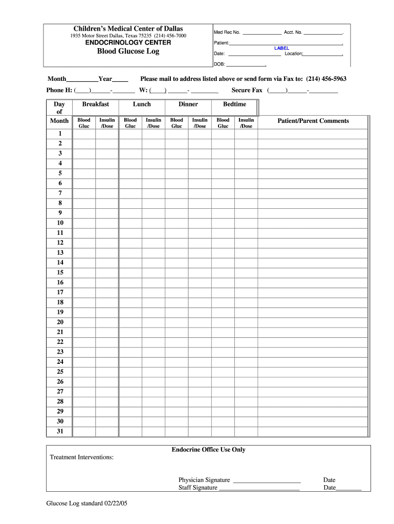 Get and Sign Blood Sugar Chart PDF 2005-2022 Form