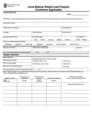 Inova Medical Weight Loss  Form