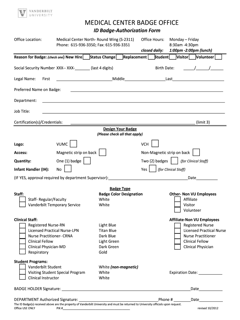  Vumc Badge Office 2012-2024