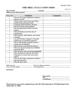 Fire Drill Evaluation Form