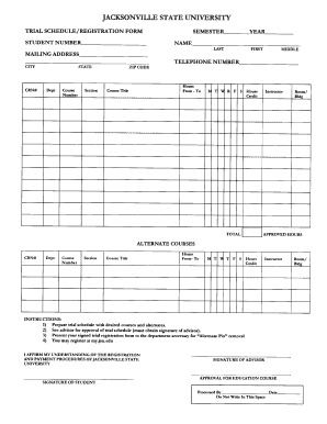 Trial Schedule Form