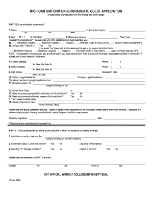 Michigan Uniform Undergraduate Guest Application