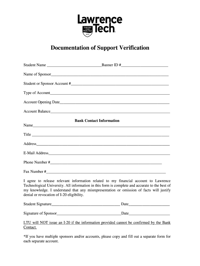 Document of Support Verification Form