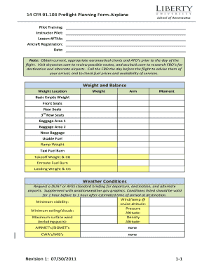  Preflight Planning Form Liberty University Liberty 2011-2024