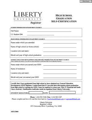 Get and Sign SELF CERTIFICATION Liberty 2008-2022 Form