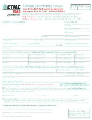 Etmc Ambulance Membership  Form