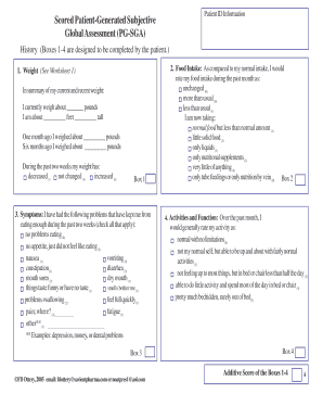 Patient Global Assessment Form